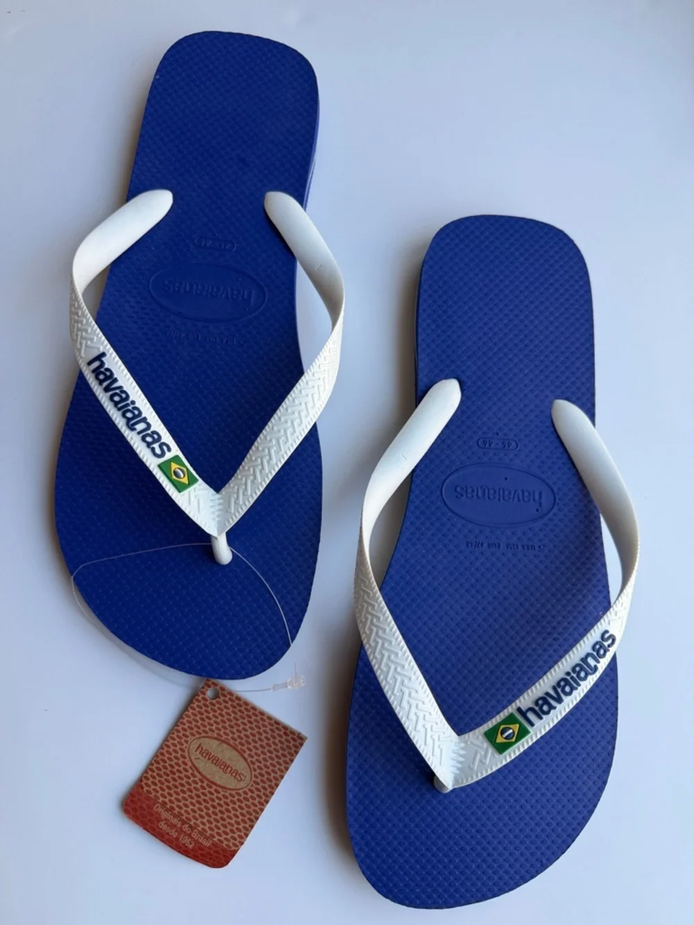 Havaianas Top Brazil Logo in Royal Blue Flip Flops with White Straps